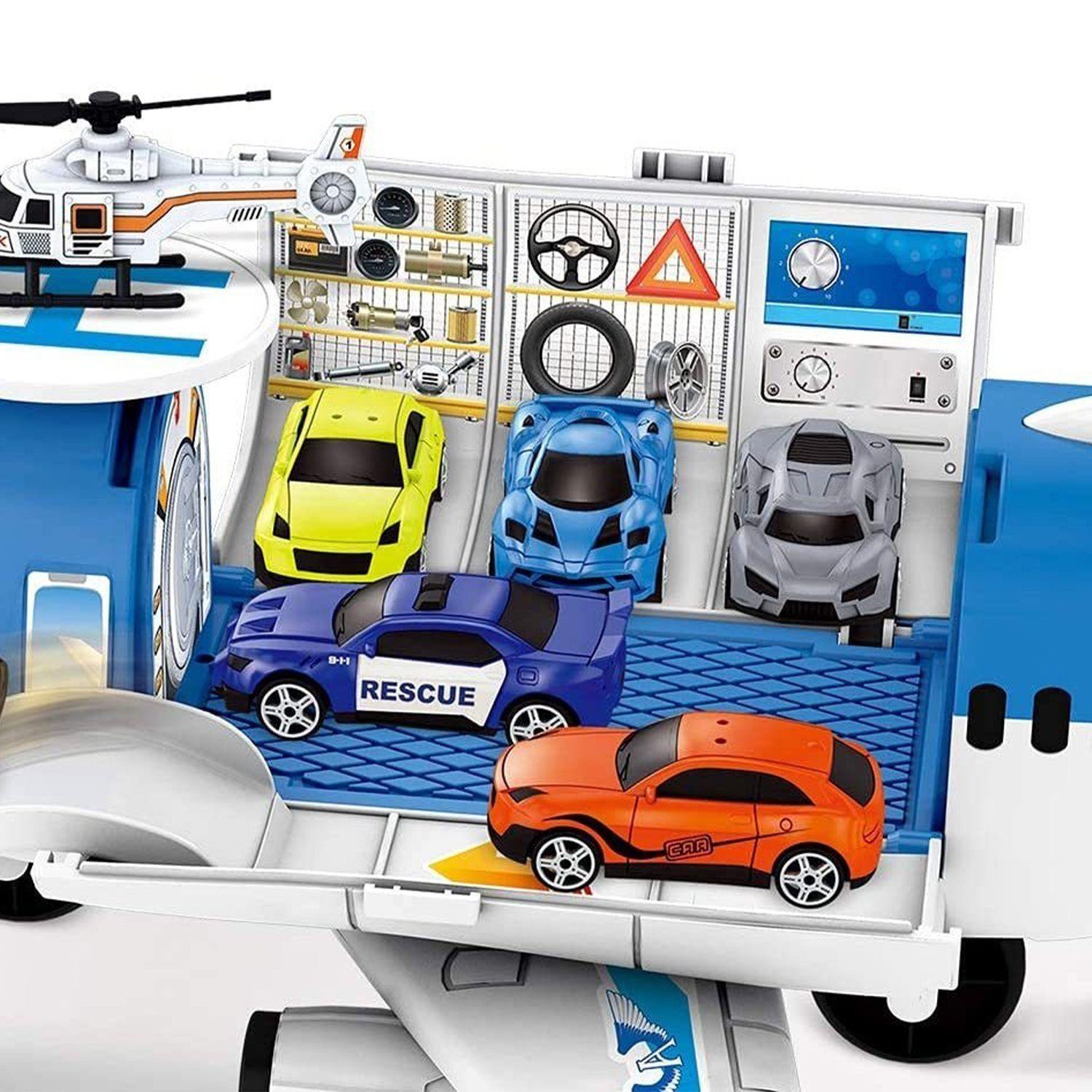 LBLA Spielzeug-Flugzeug Flugzeug-Set mit 9 Autos, Lernspielzeug für Kinder ab 3 Jahre, Transportflugzeug-Spielzeug-Set, Weihnachtsgeschenk