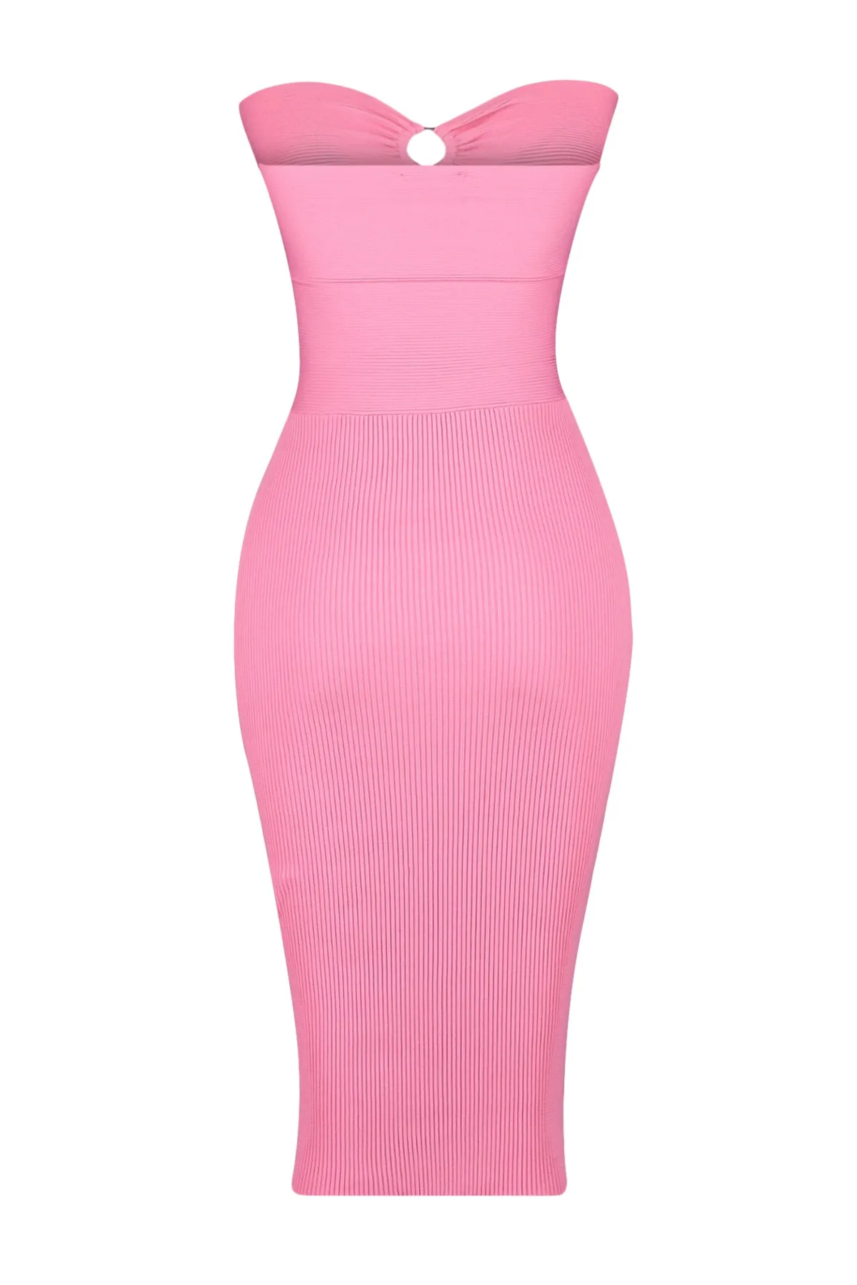 Trendyol Collection  Rosa tailliertes Strick-Abendkleid mit Fensterausschnitt und Ausschnitten TPRSS23EL00112