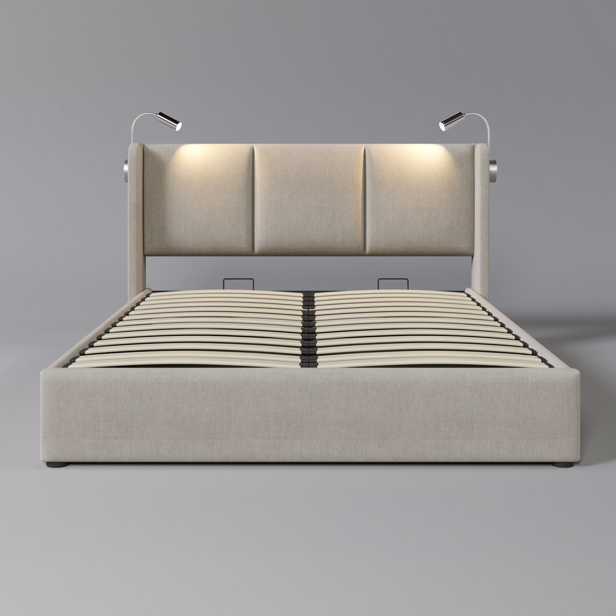 Sweiko Polsterbett (Doppelbett), Stauraumbetten mit USB Ladefunktion, 140*200cm