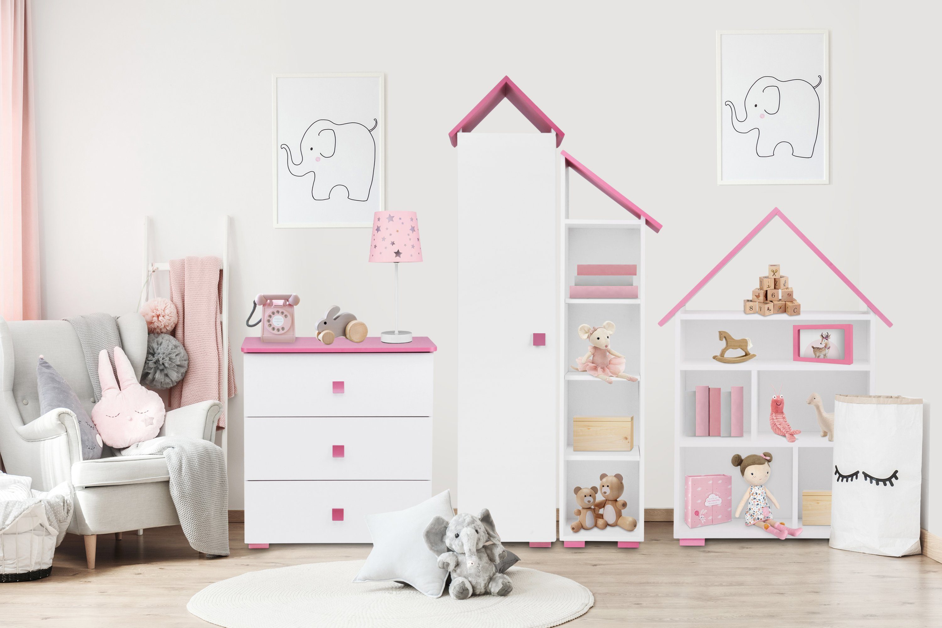 Konsimo Kinderregal Kinderregal 165cm PABIS, Hochregal, ABS-Kanten, in Pastellfarben