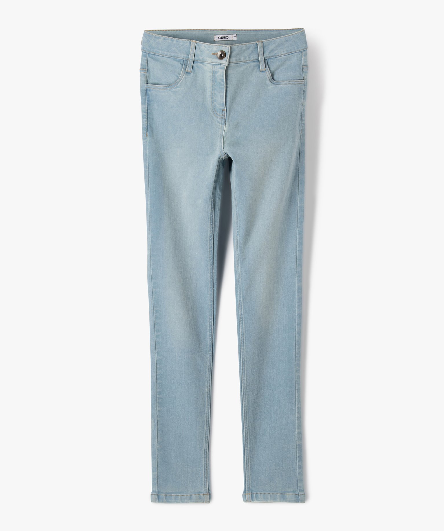 Jean fille coupe skinny en matière extensible bleach | GEMO