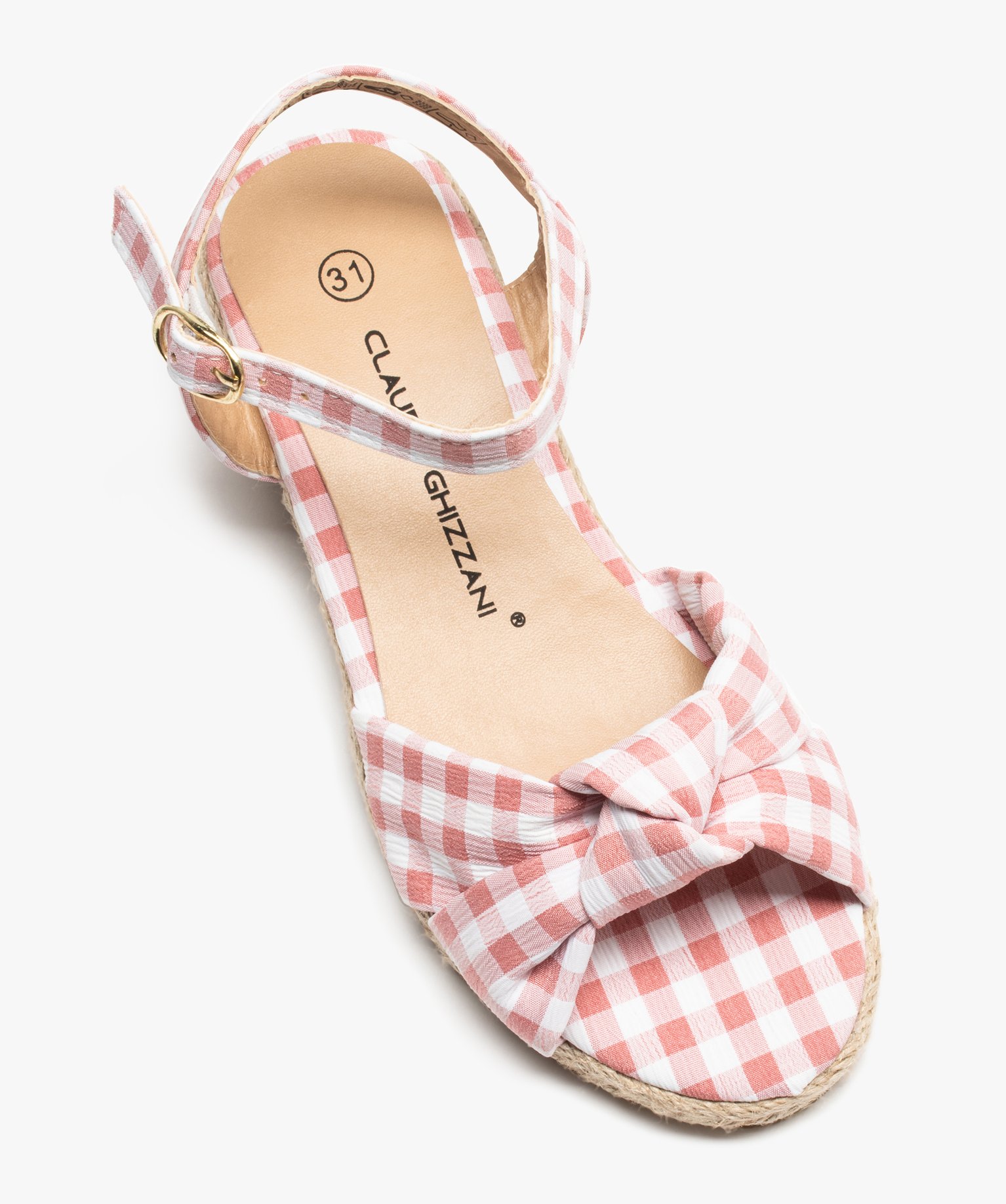 Sandales fille compensées dessus en broderie anglaise imprime | GEMO