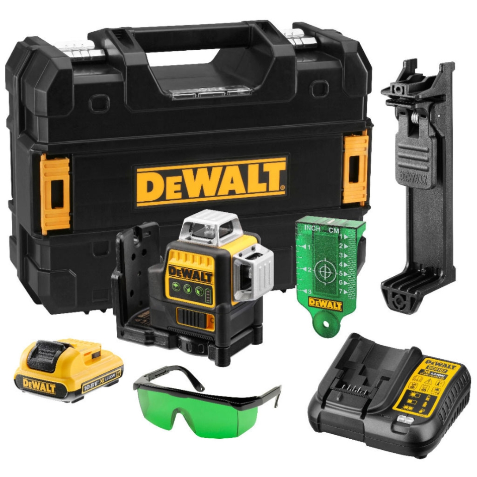DeWalt DCE089D1G-QW Selvnivellerende Krysslinjelaser Grønn Stråle 10,8V 2,0Ah XR Li-Ion