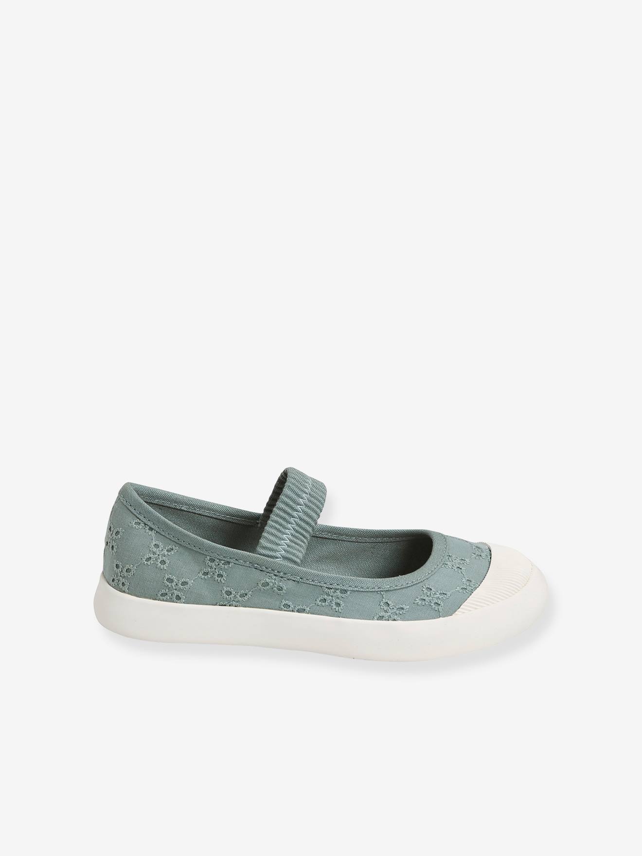 Ballerines en toile fille denim imprimé coeur