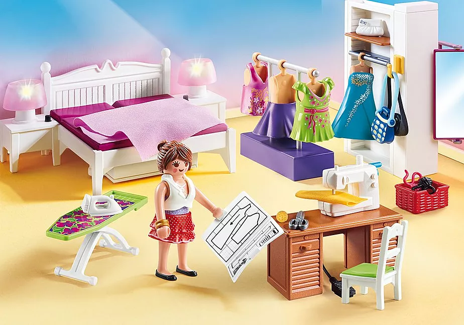 Schlafzimmer mit N&auml;hecke