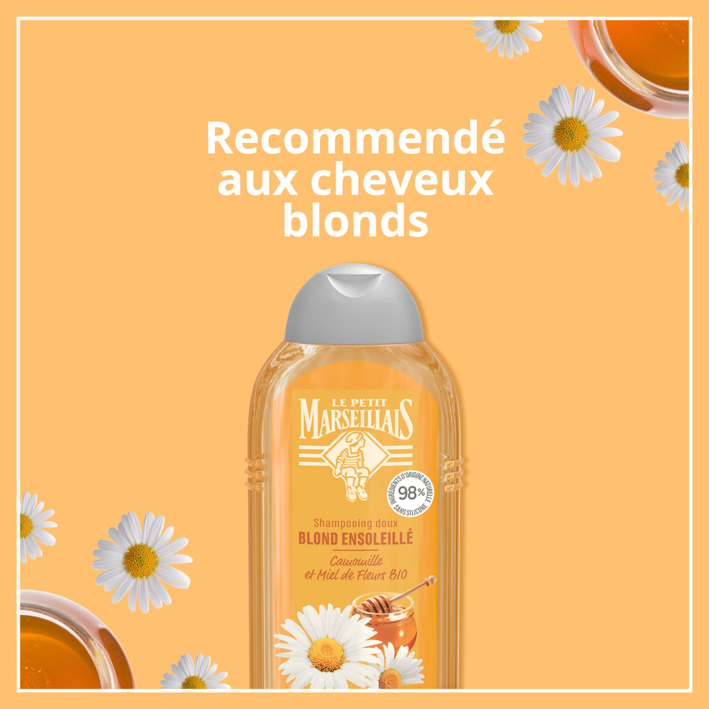 le petit marseillais Shampooing doux Blond Ensoleillée camomille et miel bio - Le flacon de 250 ml Shampoing