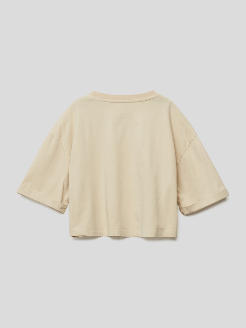 Cropped T-Shirt mit Stitching in sand