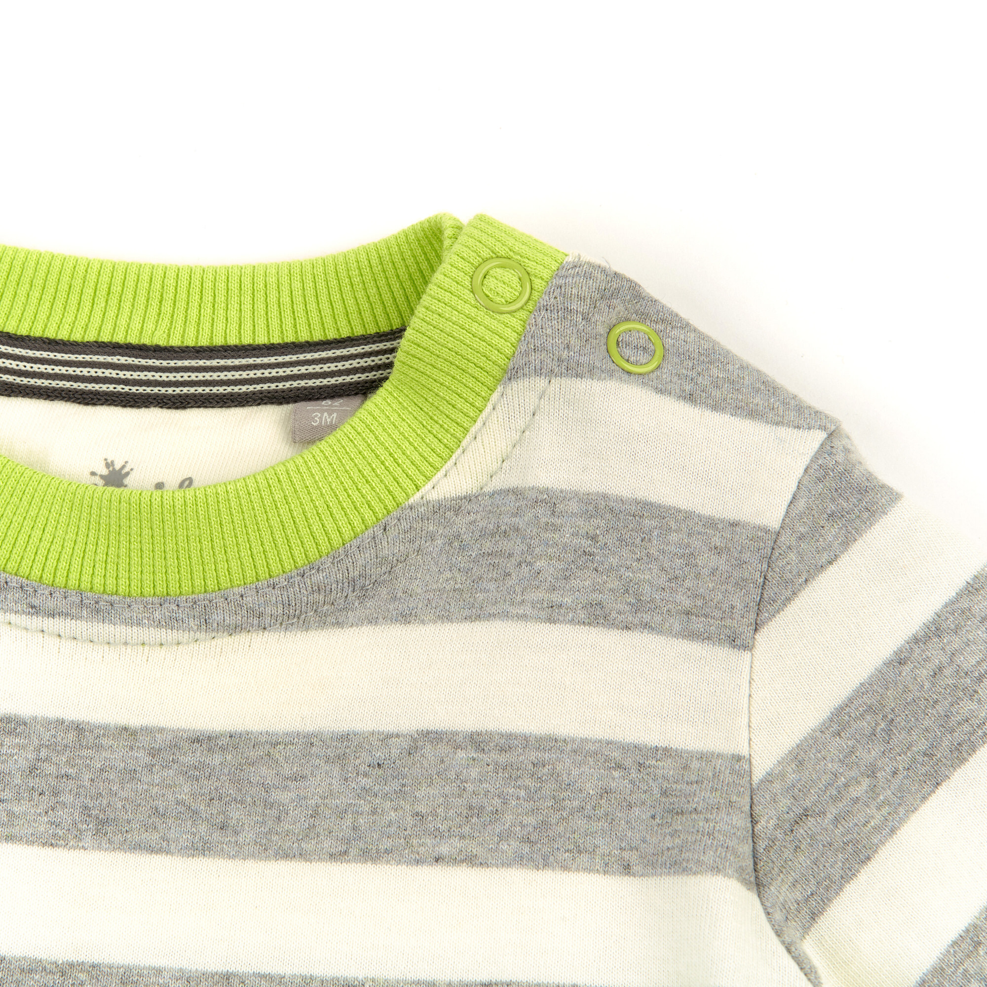 Baby T-Shirt grau gestreift mit Betonmischer Motiv