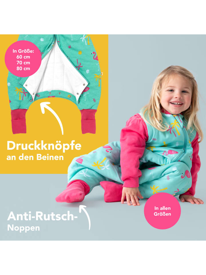 Schlummersack Bio Schlafsack mit Füßen und umklappbaren Bündchen 2.5 TOG in Pink günstig kaufen