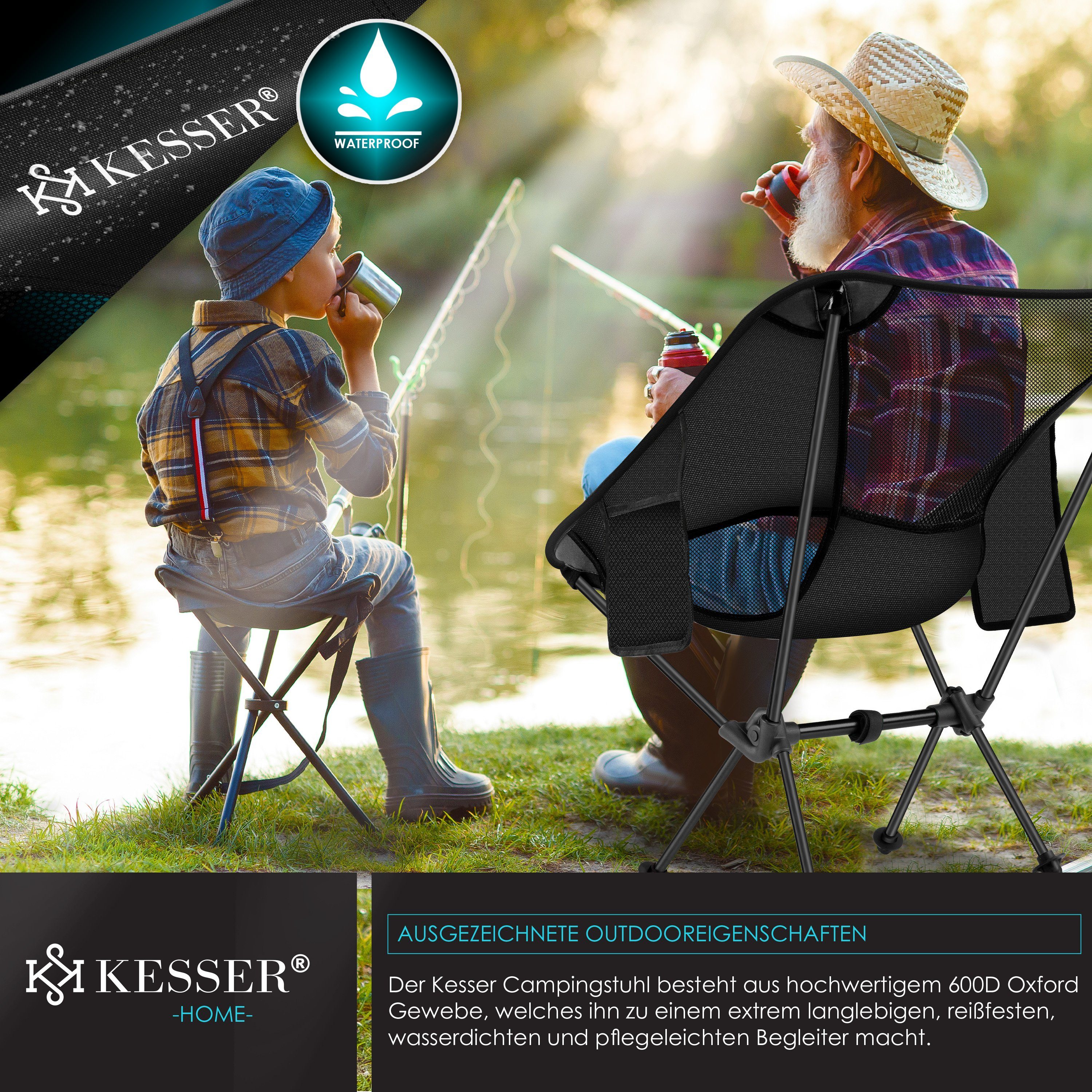 KESSER Campingstuhl, Campingstuhl faltbar klappbar tragbar Angel Camping Stuhl