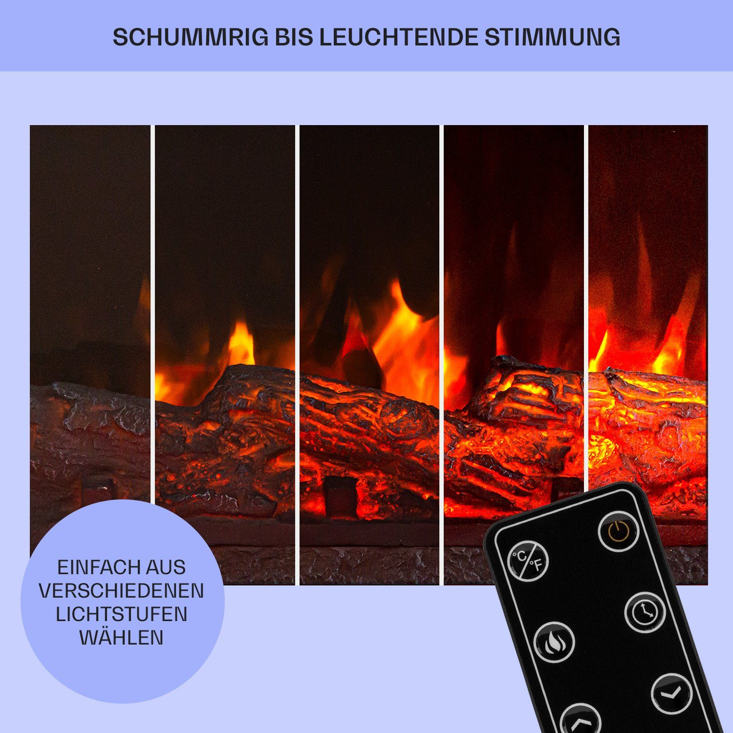 Klarstein Elektrokamin Zermatt, elektrischer Kamin mit Heizfunktion Heizlüfter elektrischer Kaminofen