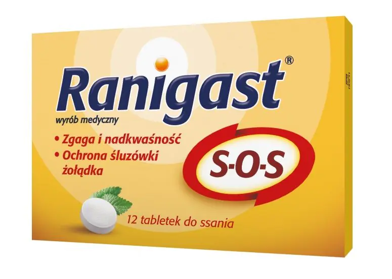 Ranigast SOS, Olakšanje simptoma gastroezofagealnog refluksa, Pastile