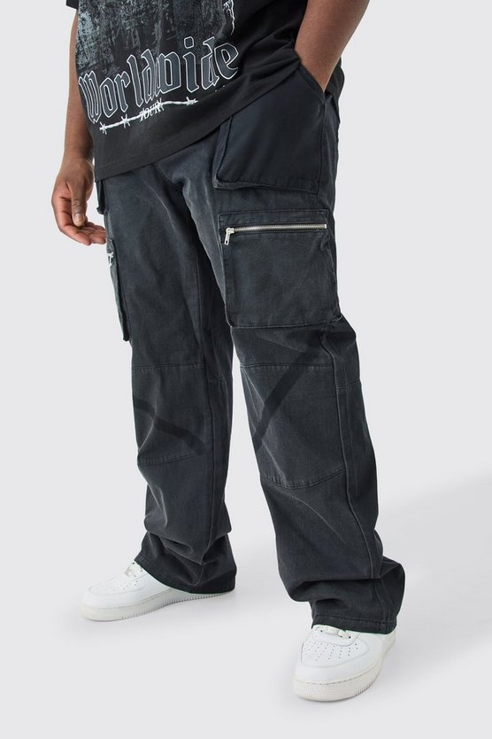 Plus gefärbte Cargo-Hose mit geradem Bein