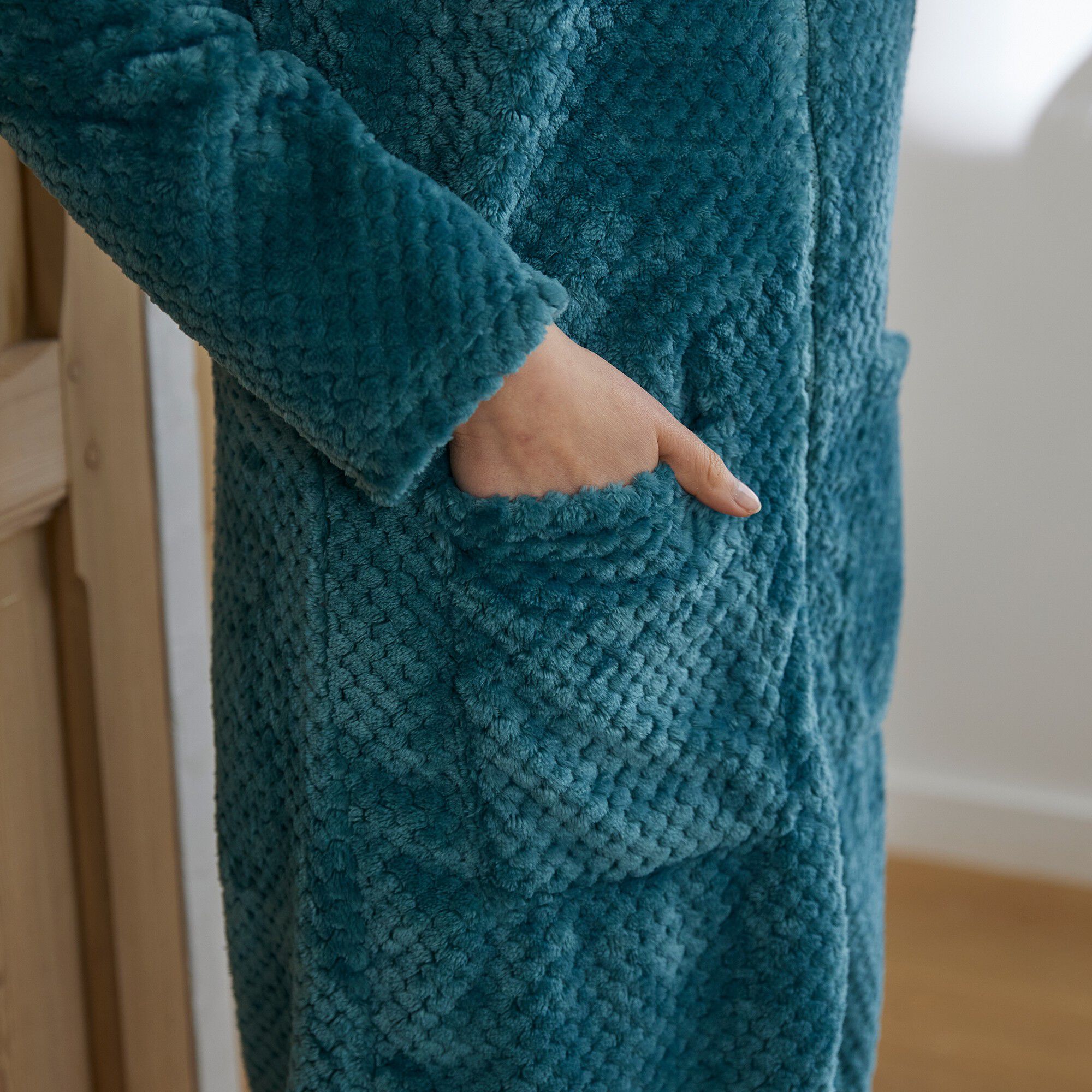 Robe de chambre zippée maille polaire texturée