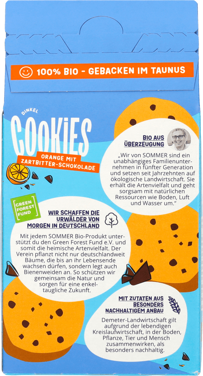 Cookies, Dinkel Schoko-Orange, 150 g