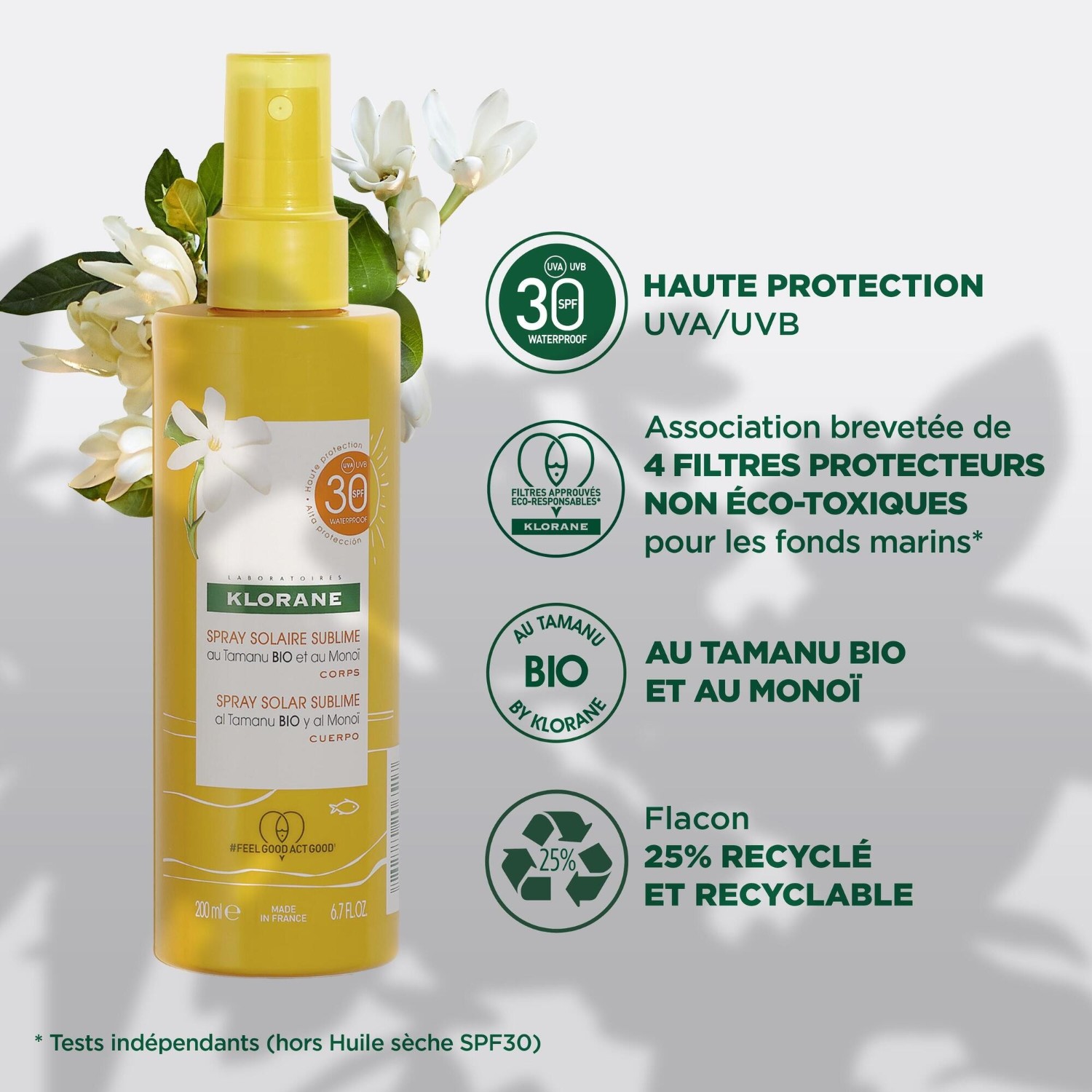 Klorane Sublime Sonnenspray LSF 30 mit Bio-Tamanu und Monoi