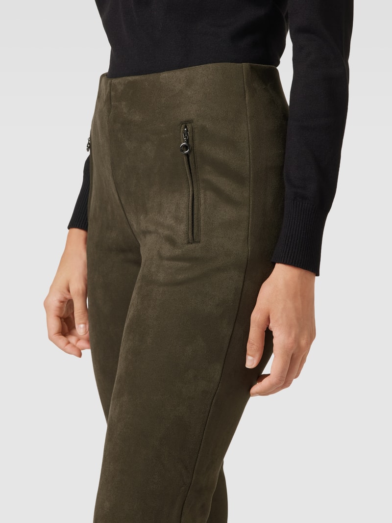 Stoffhose in Velours-Optik in schilf