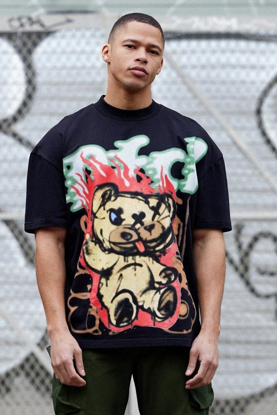 Oversize T-Shirt mit Bear Print