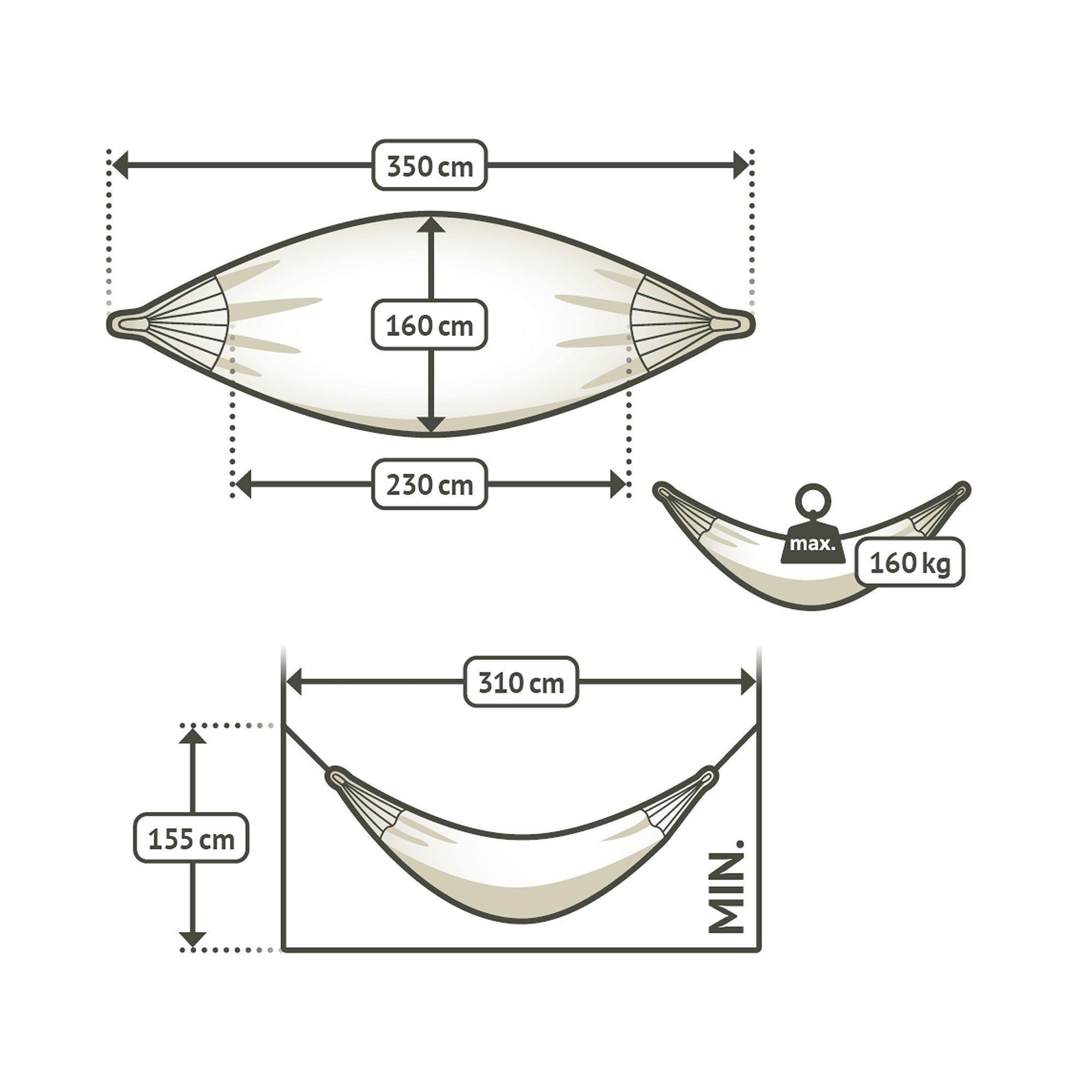 La Siesta Hängematte Brisa Almond - Klassische Doppel-Hängematte Outdoor- LA SIESTA, Hochwertige Qualität