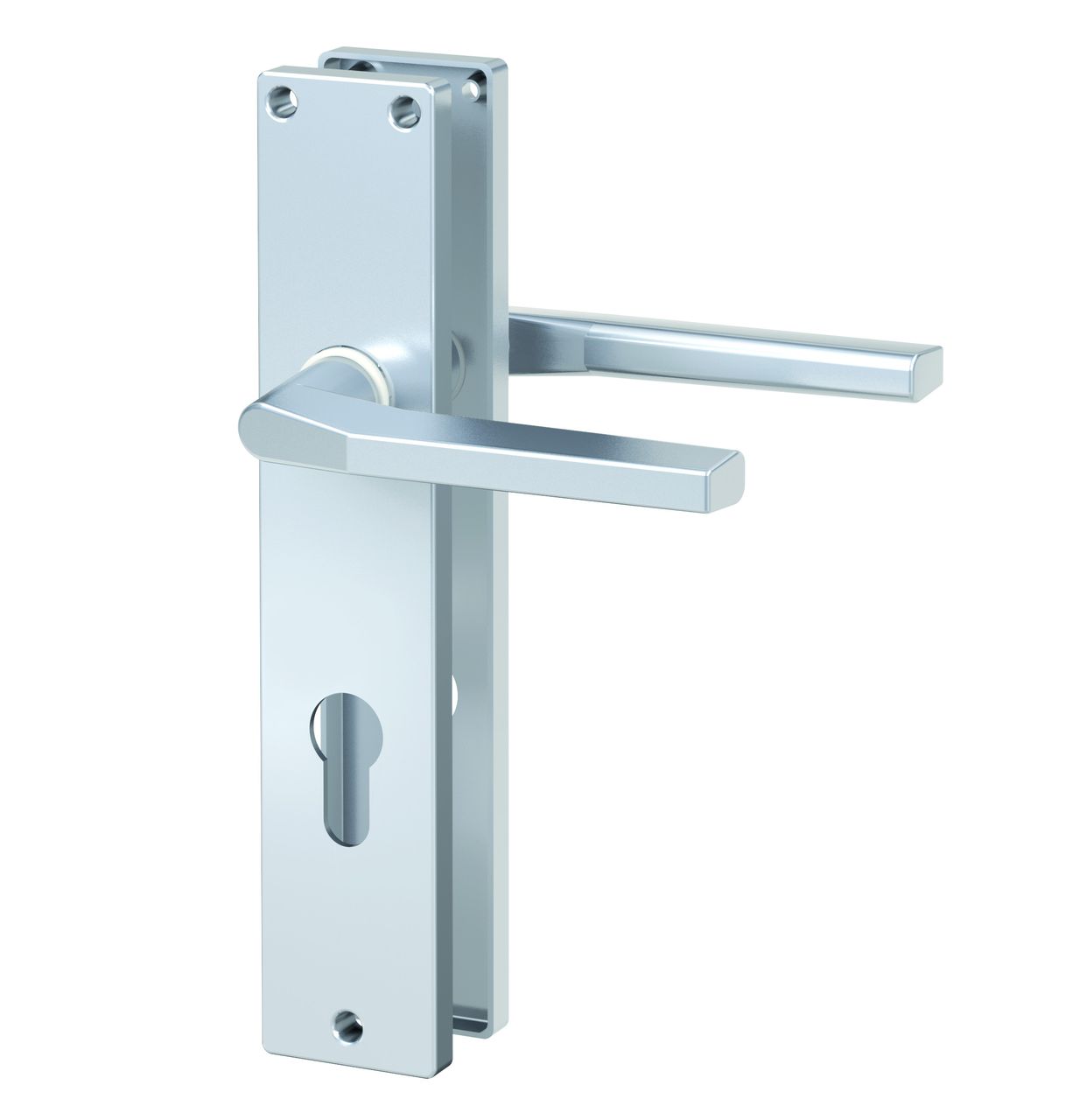 Basi Langschild-Drücker-Garnitur - ZB 4100 - Alu F1 - eckig - Lochung: Profilzylinder