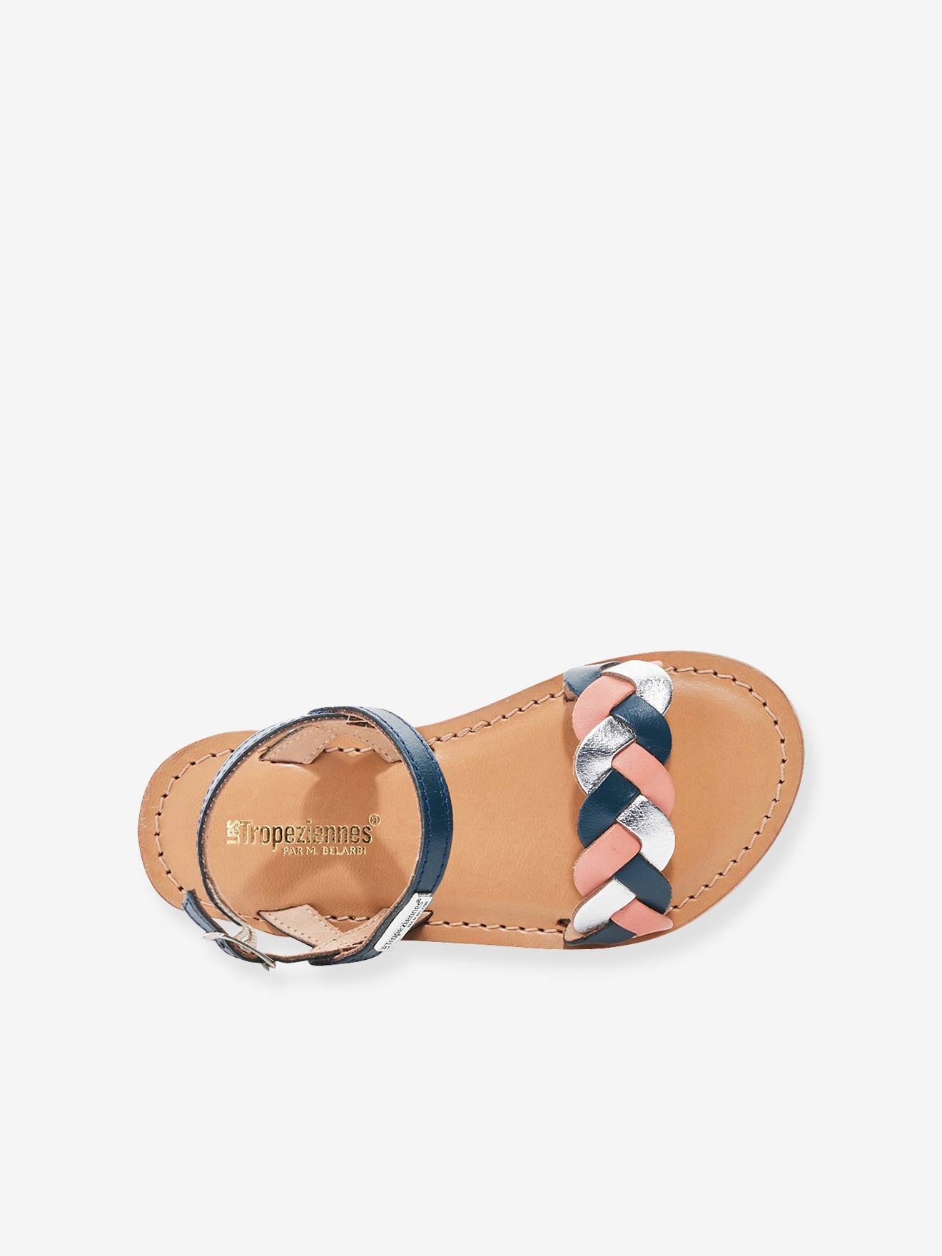 Sandales cuir enfant Bonbon LES TROPEZIENNES® PAR M. BELARBI bleu imprimé