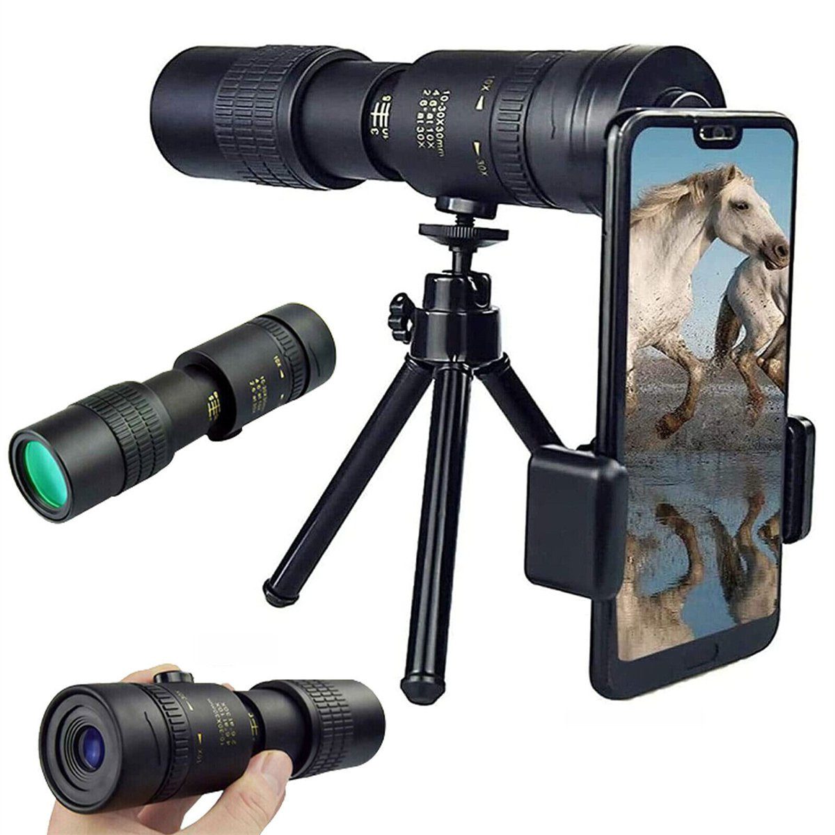 flowgoer 10–300 x 40 mm/80 x 100 mm Super-Telezoom-Monokular-Teleskop Fernrohr (HD tragbar)