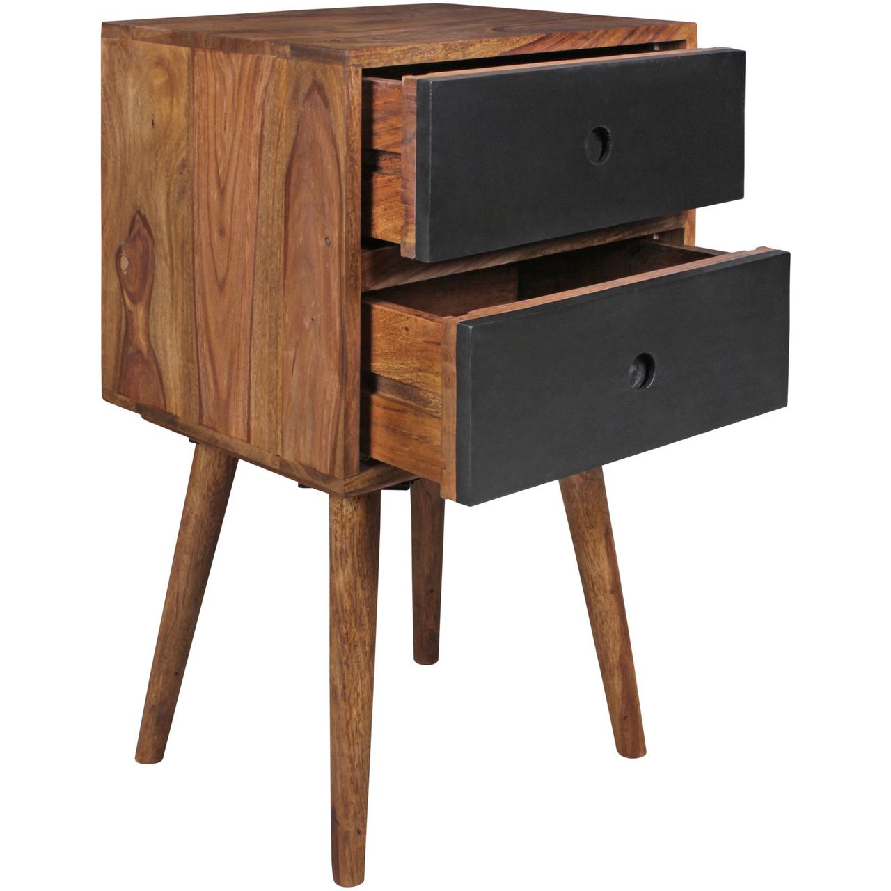 Wohnling Retro Nachtkonsole REPA Holz Dunkelbraun/Schwarz