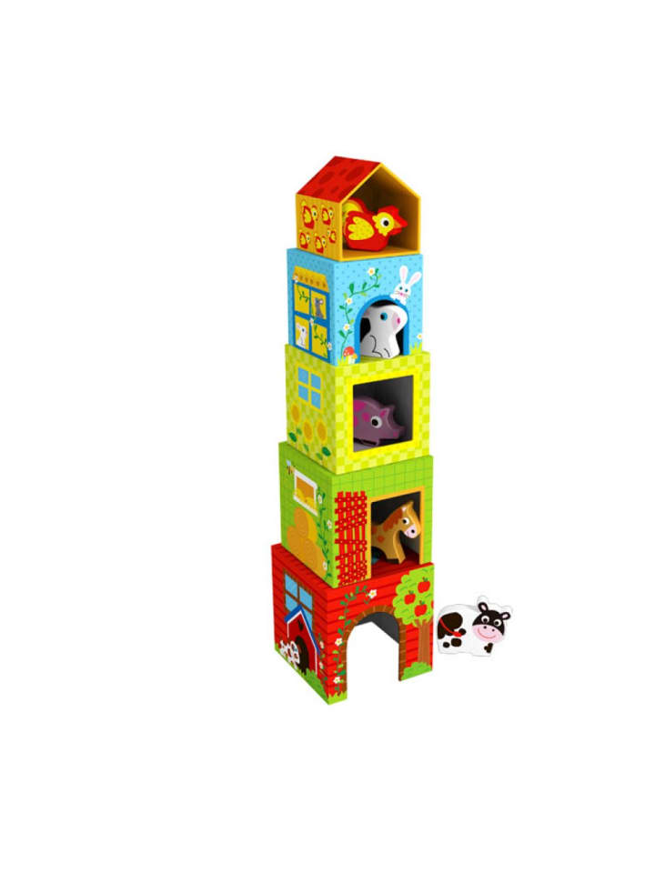 Tooky Toy Holz-Stapelpyramide TKF053 in bunt günstig kaufen onesize