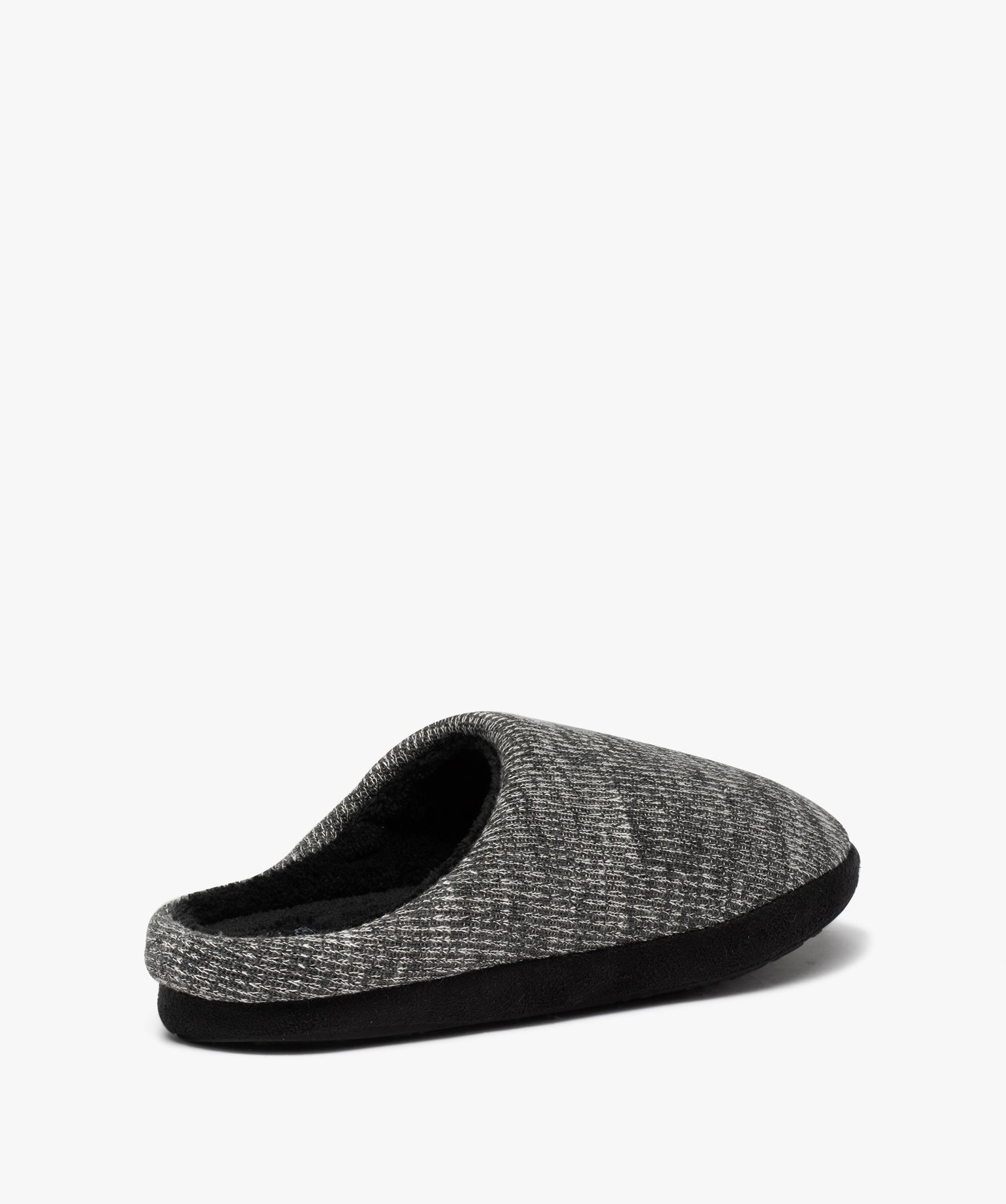Chaussons homme mules dessus en maille chinée gris | GEMO