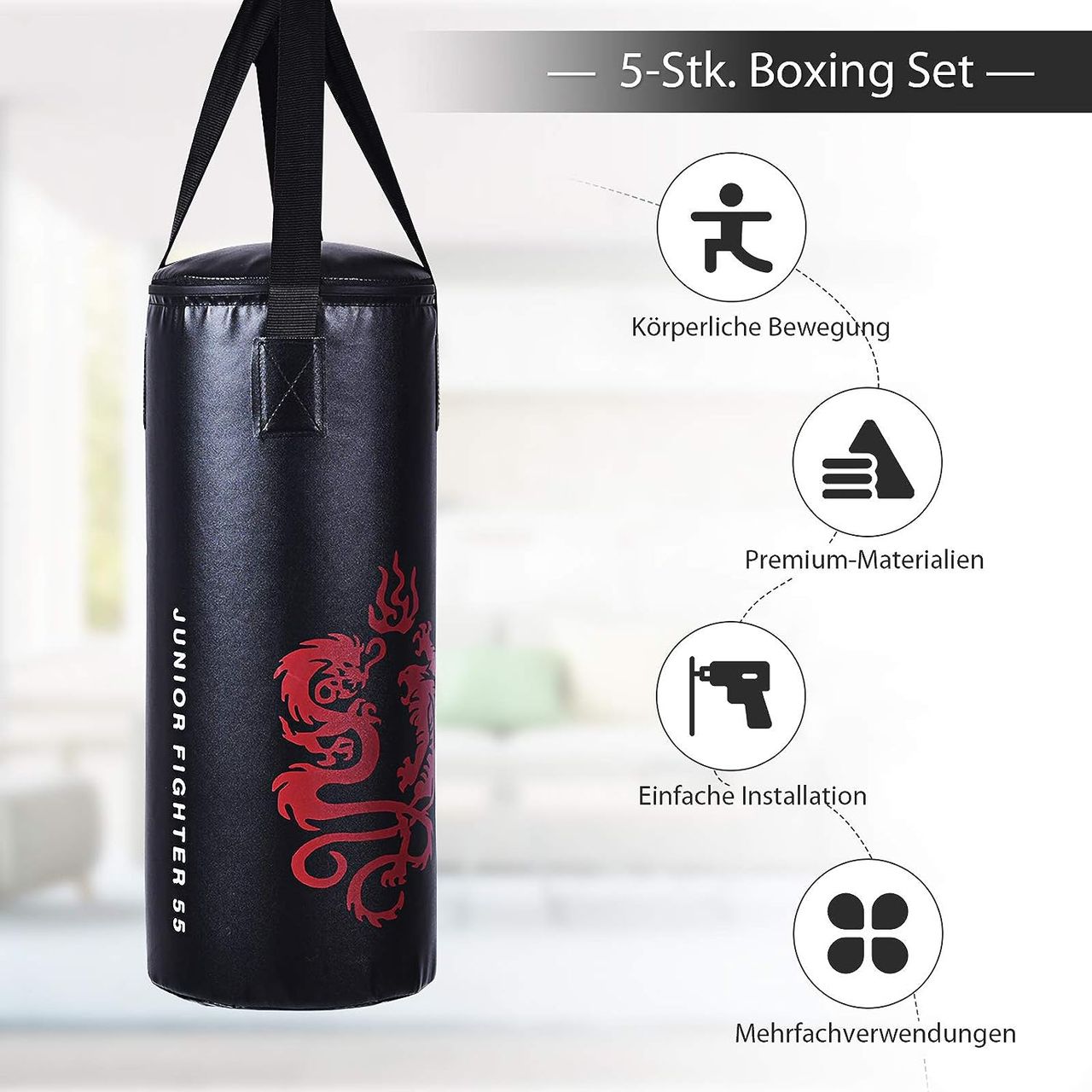Costway 10KG Boxsack-Set mit 8oz Boxhandschuhen und Springseil