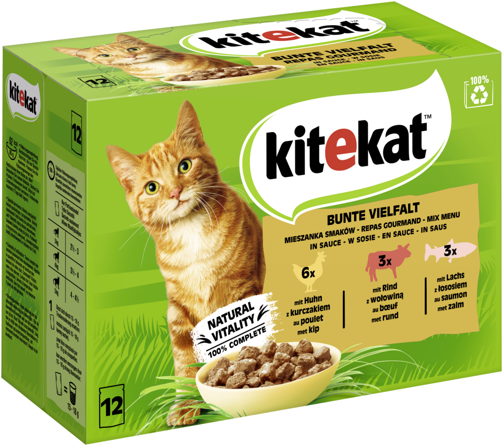 KITEKAT Portionsbeutel Multipack Bunte Vielfalt in Sauce 12x85g