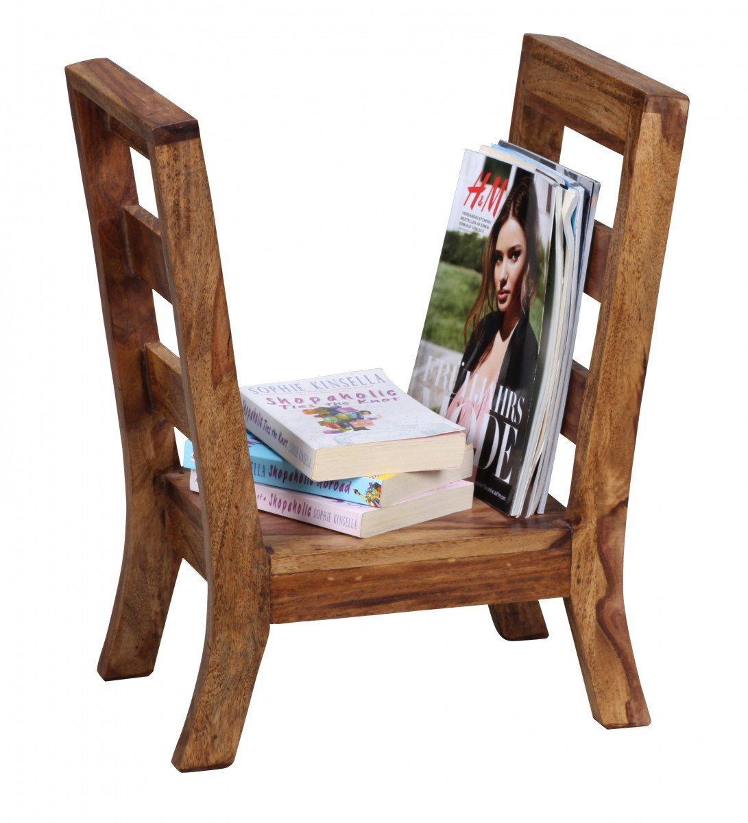 Wohnling Zeitungsständer WL1.370 (Zeitungshalter Sheesham Massivholz 44x51,5x28 cm), Zeitschriftenhalter Modern, Prospekthalter