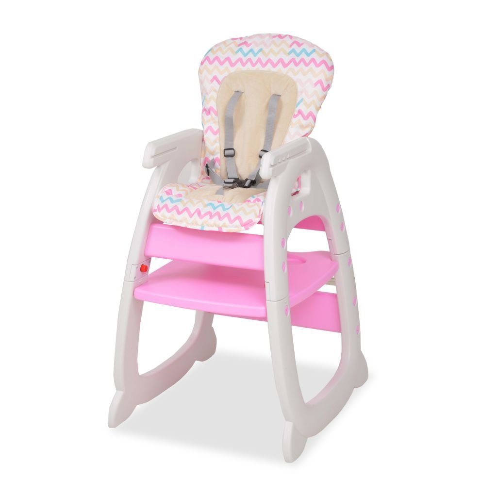 vidaXL Kombihochstuhl Babystuhl Hochstuhl Babysitz Kinderstuhl umbaubar mit Essbrett Rosa