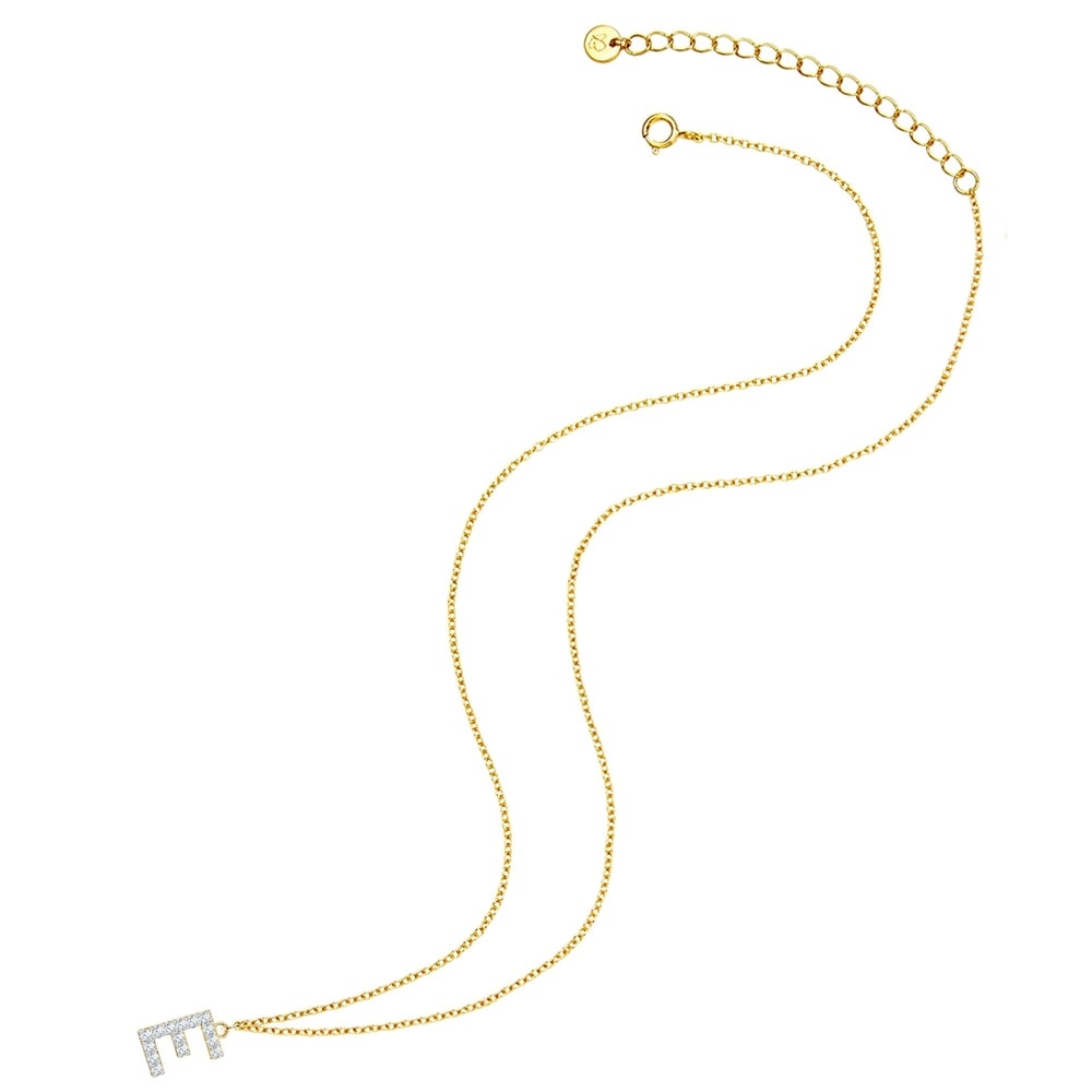 Glanzstücke München Collier en argent Lettre E Argent sterling Oxyde de zirconium (CZ) en Or jaune collier