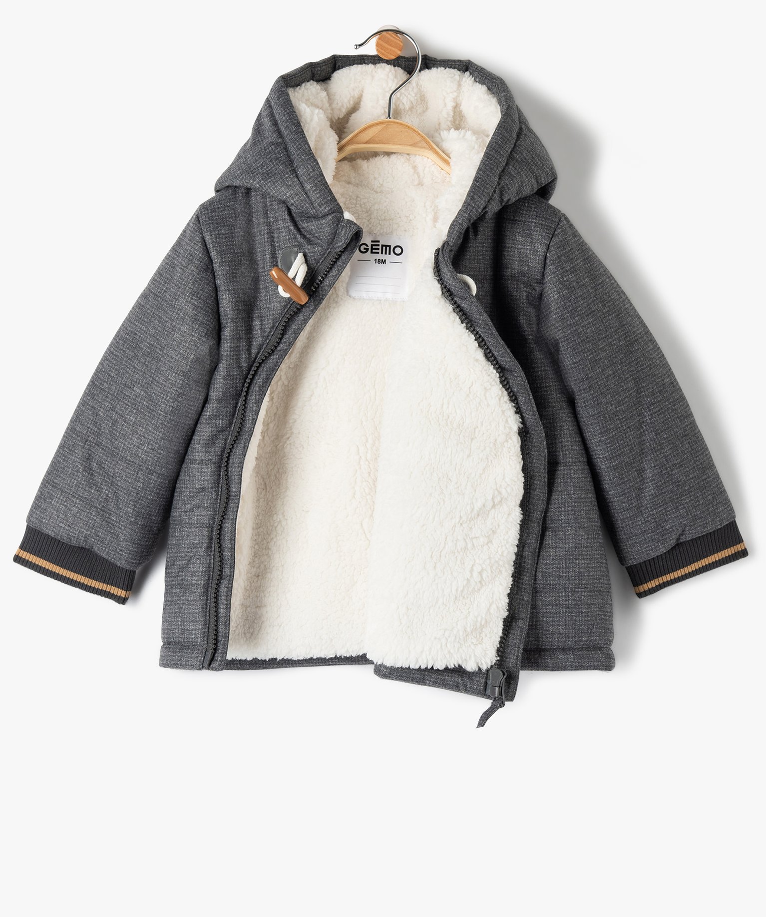 Blouson bébé Garçon matelassé avec doublure chaude gris | GEMO