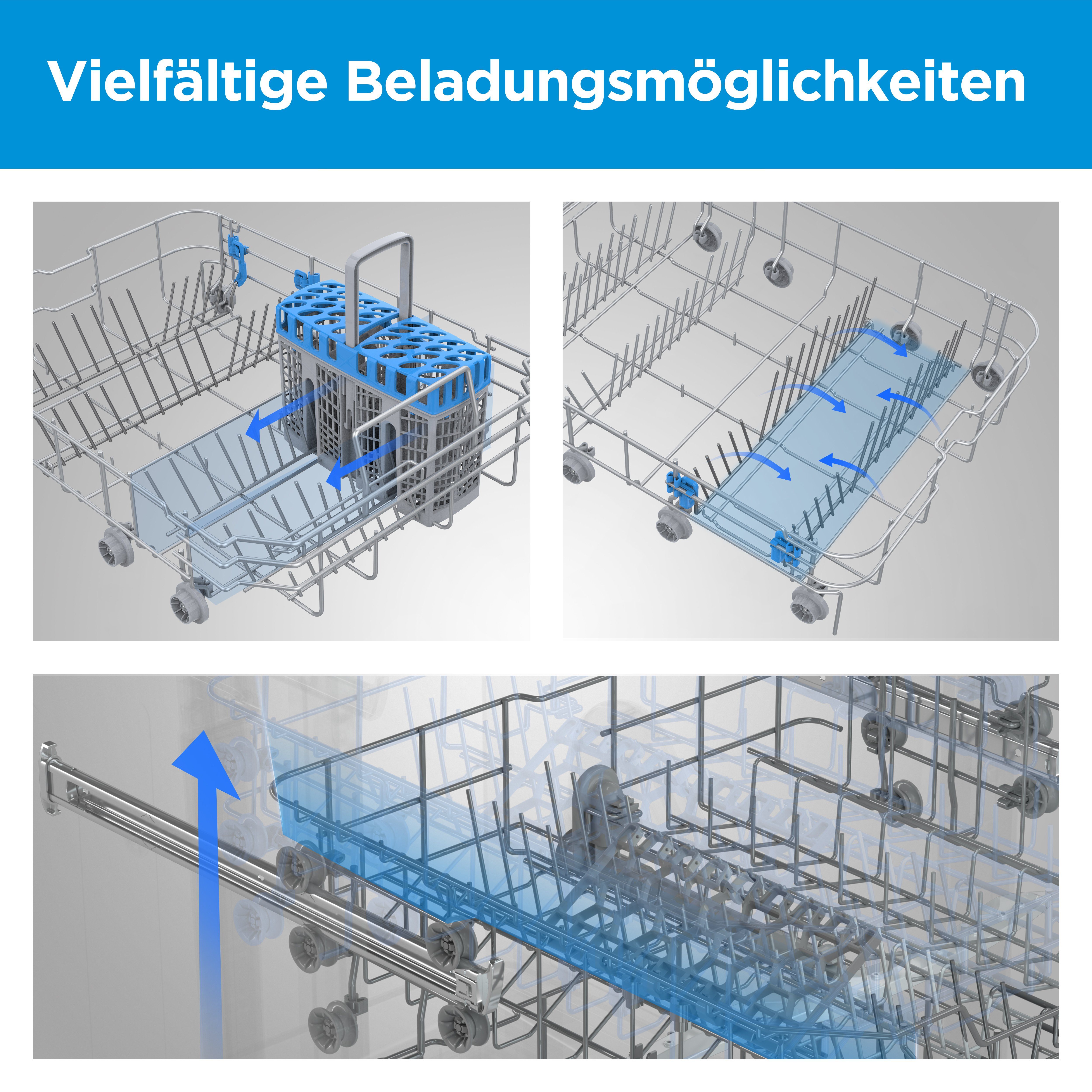 Midea Standgeschirrspüler, SF 5.45NW wi, 6 Programme, 47 dB, 1-24H Startzeitvorwahl, Aquastop