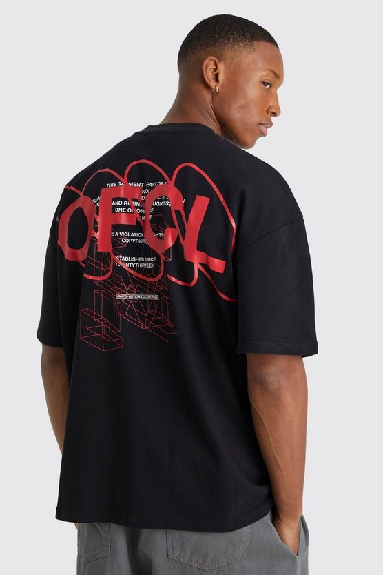 Oversize T-Shirt mit Official Text-Print