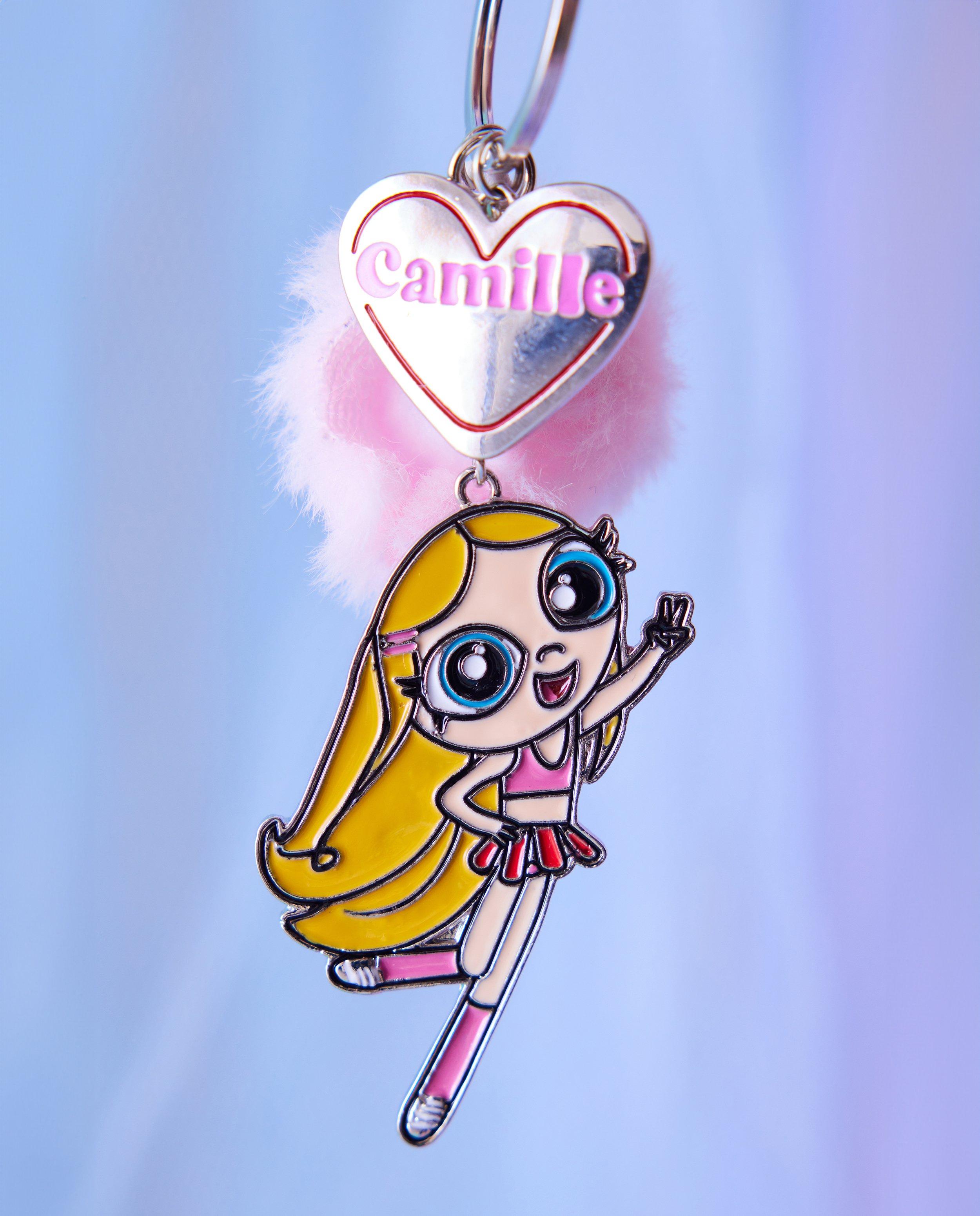 Breloc CAMILLE cu 3 pandantive roz