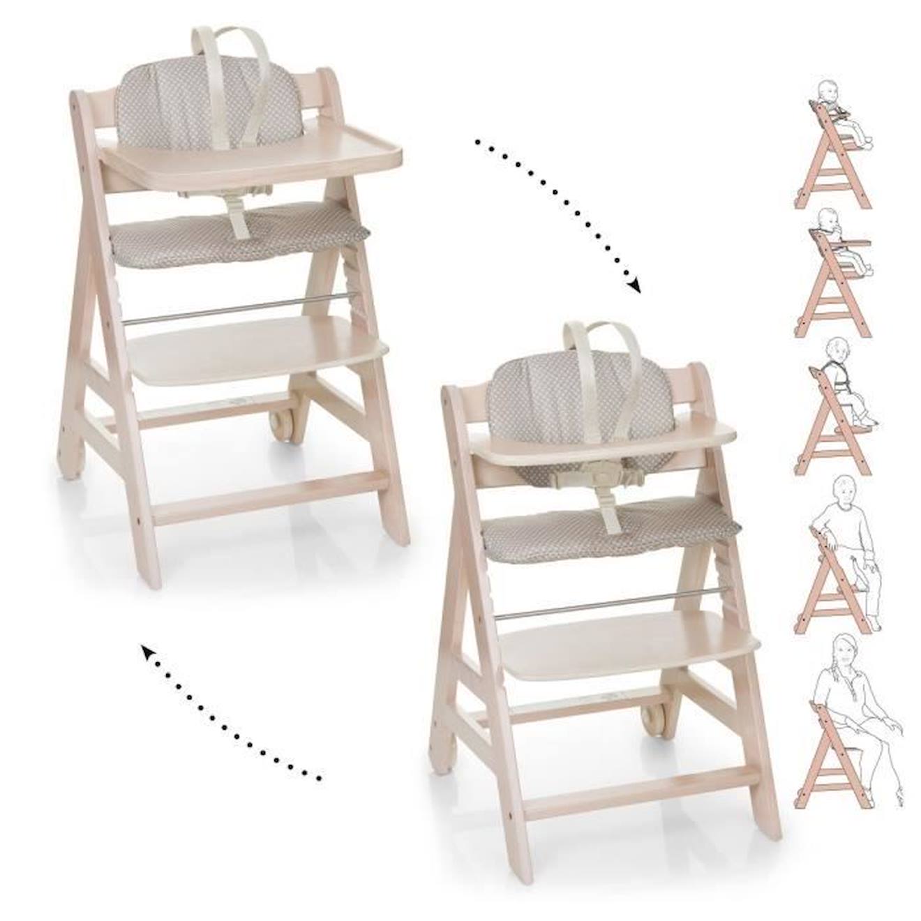 HAUCK Chaise Haute en Bois Évolutive Beta + / Whitewashed blanc