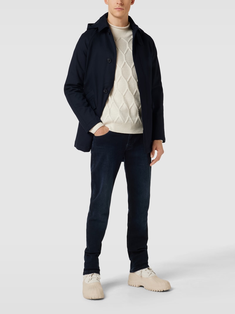 Parka mit Kapuze und Umlegekragen in marineblau