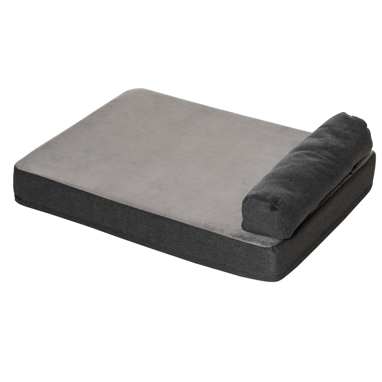 PawHut Haustierbett Tierbett Hundematratze Hundematte Bezug abnehmbar waschbar für kleine Hunde Katzen leinenartiges Polyester samtartiges Polyester PP-Baumwolle Grau75 x 55 x 20 cm