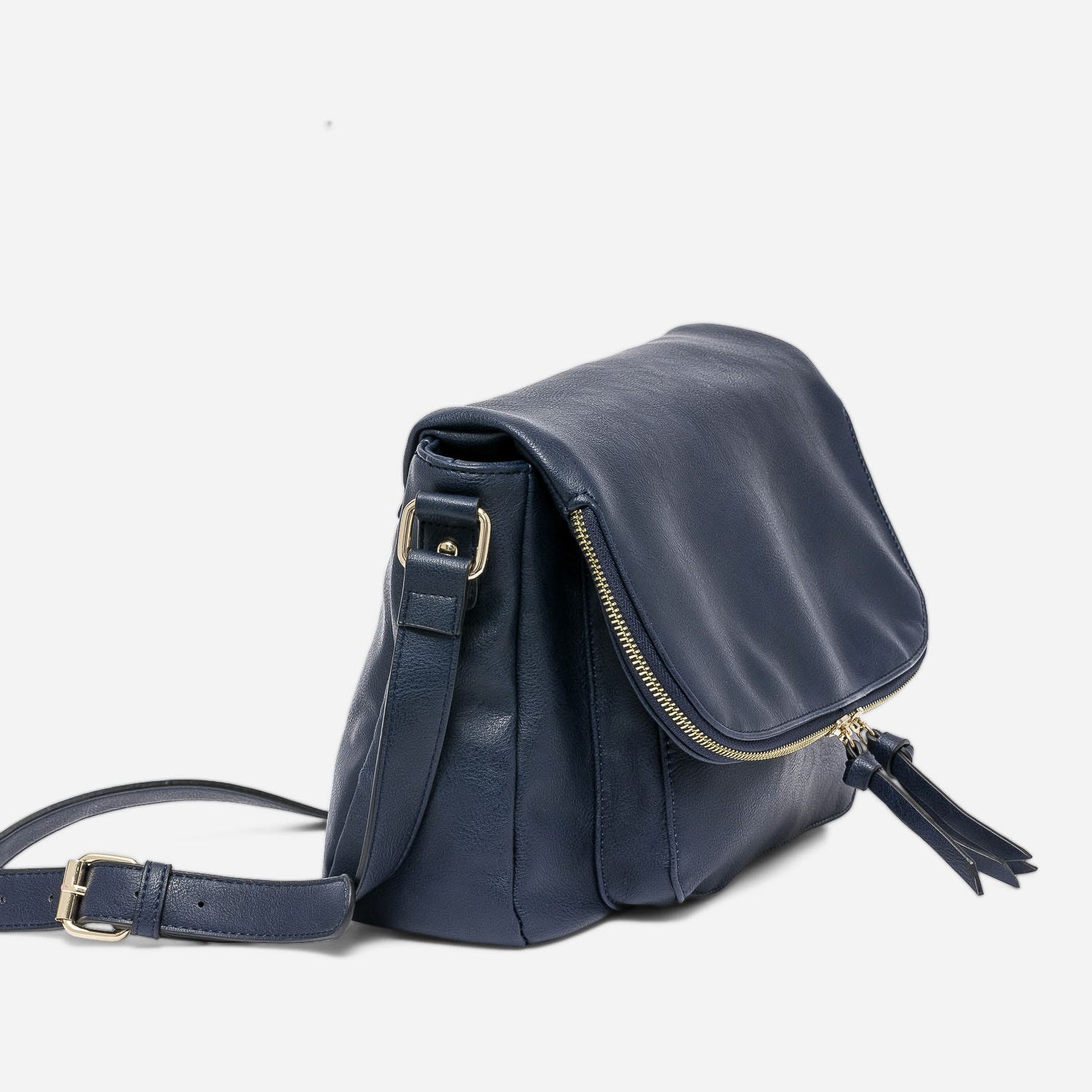 Sac besace marine avec rabat zippé