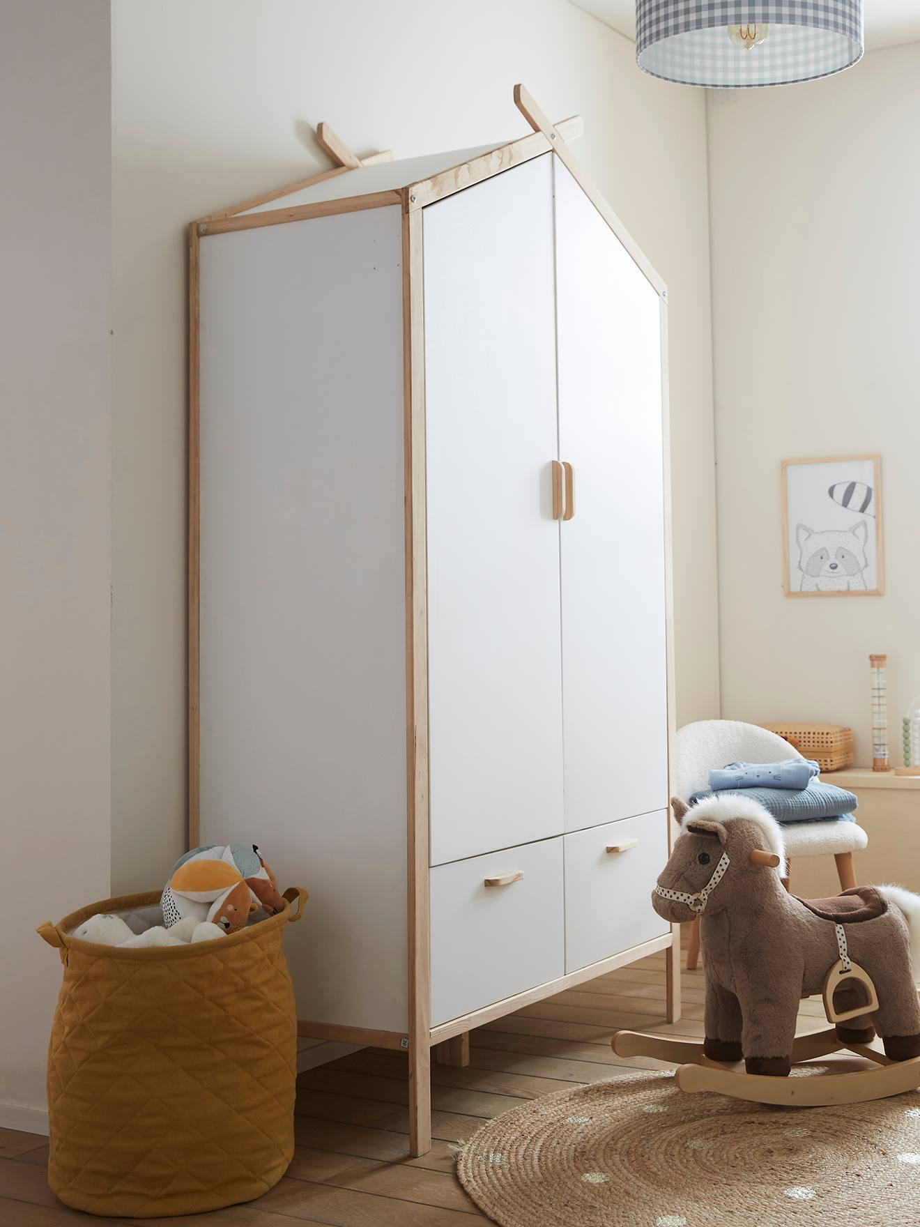 Vertbaudet Kinder Schrank ROBINSON, Haus-Form - weiß/natur