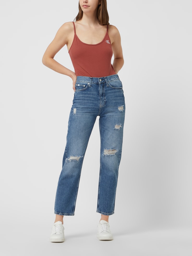 Straight Fit High Rise Jeans mit Stretch-Anteil  in jeans