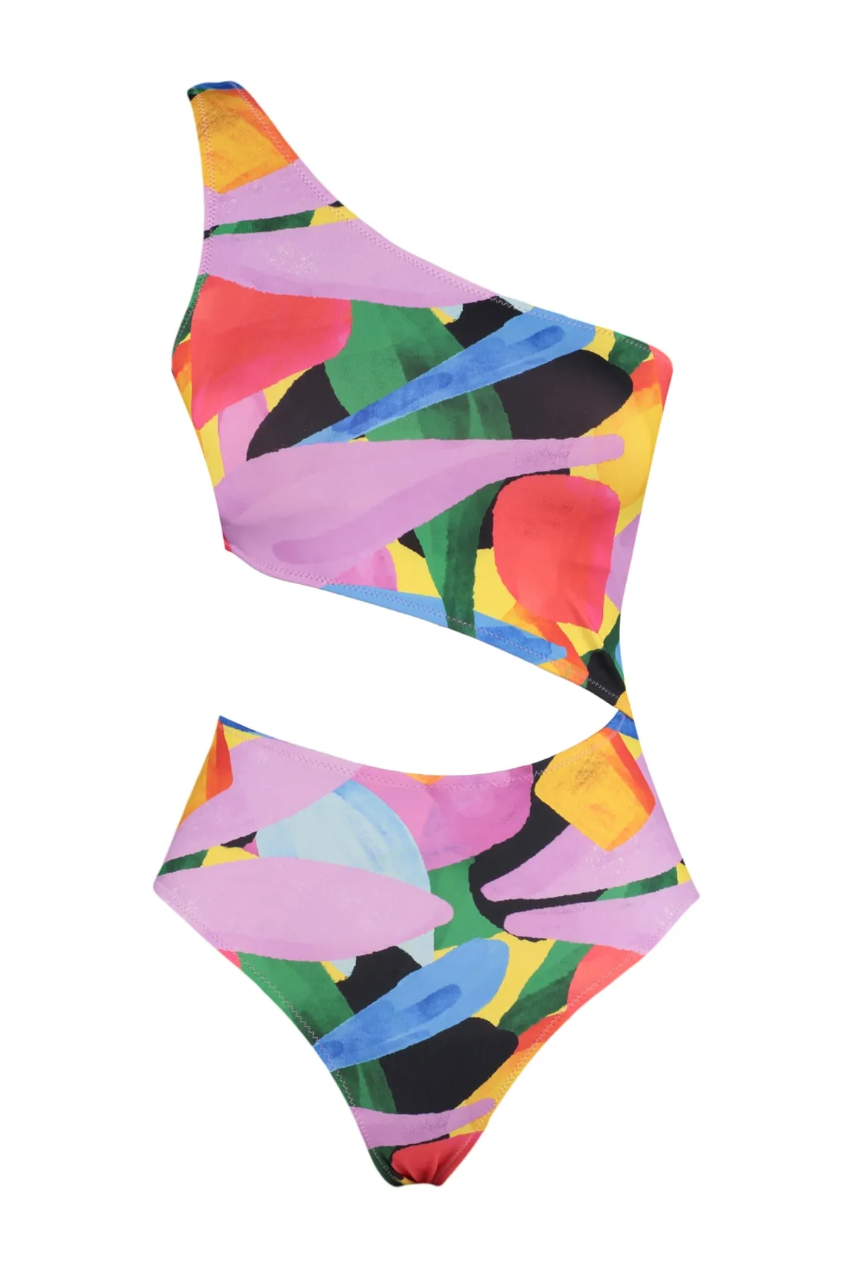 Trendyol Collection  Abstrakt gemusterter, einschultriger, normaler Mayokini TBESS23MA00243