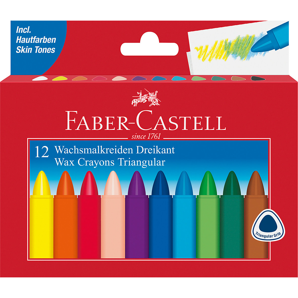 Dreikant-Wachsmalkreiden TRIANGULAR, 12 Farben