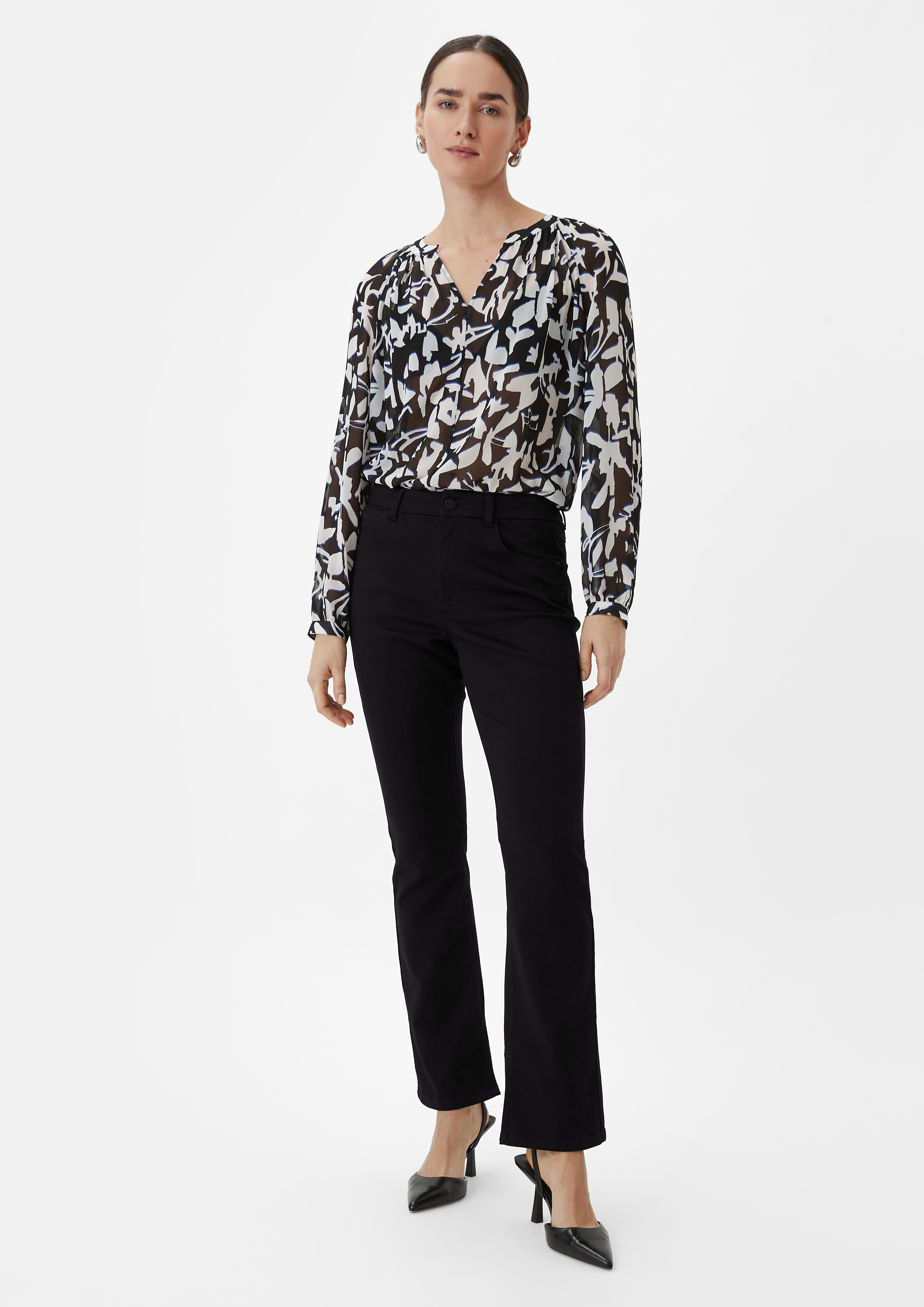 Regular: Hose mit Flared leg - schwarz