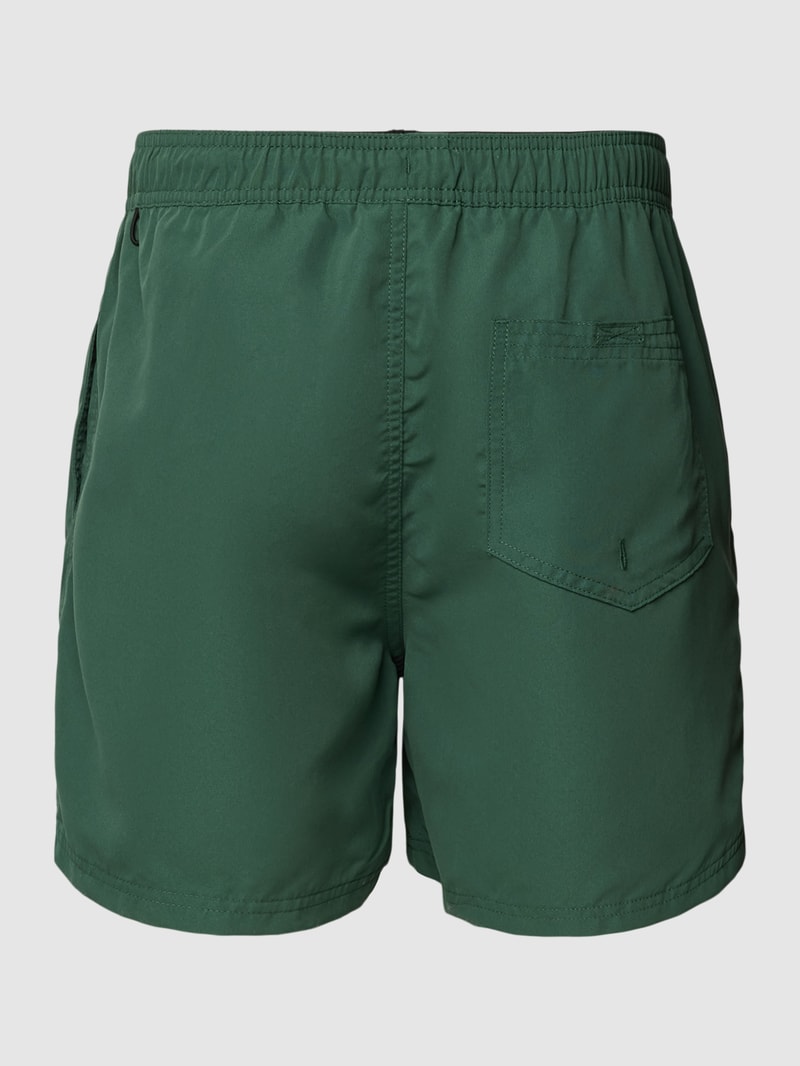 Badehose mit Label-Print Modell 'FIJI' in dunkelgrün