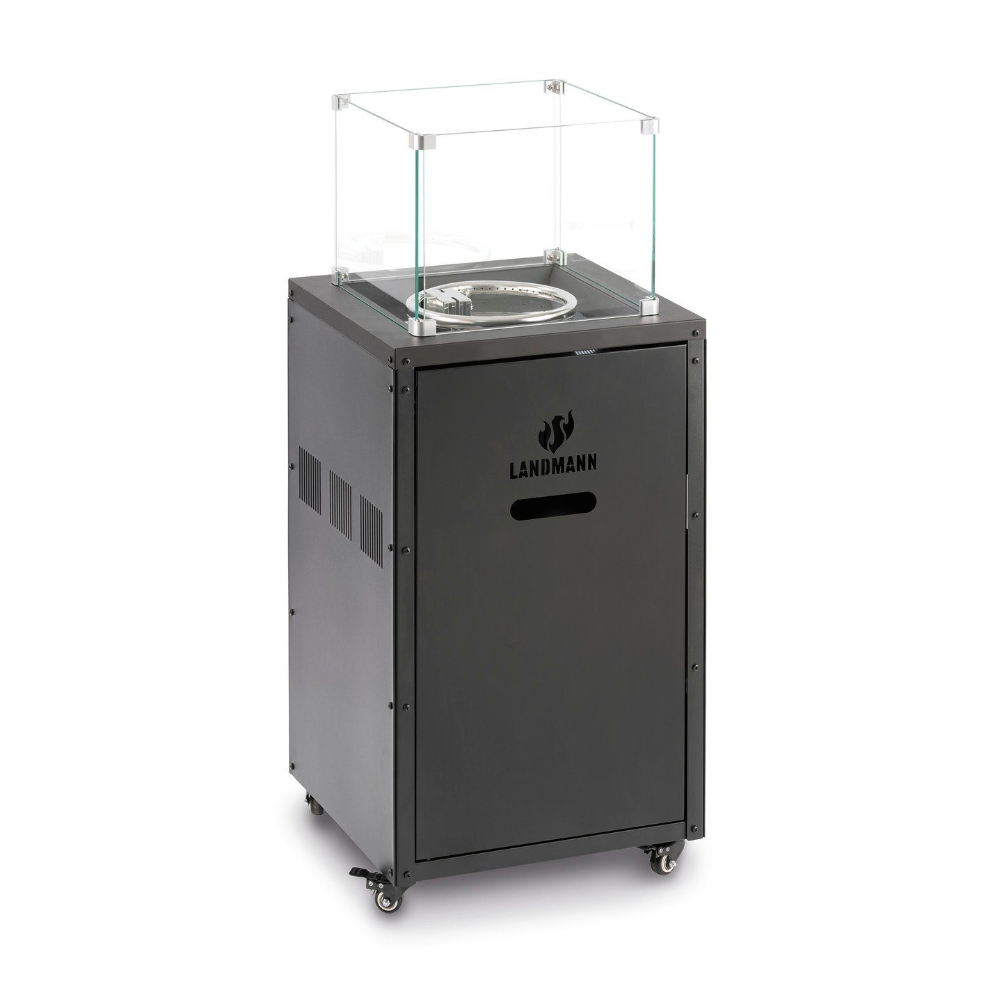LANDMANN Feuerstelle Designfeuer Terrassenfeuer Glass Cube 46x46x110cm, Outdoor Heizstrahler