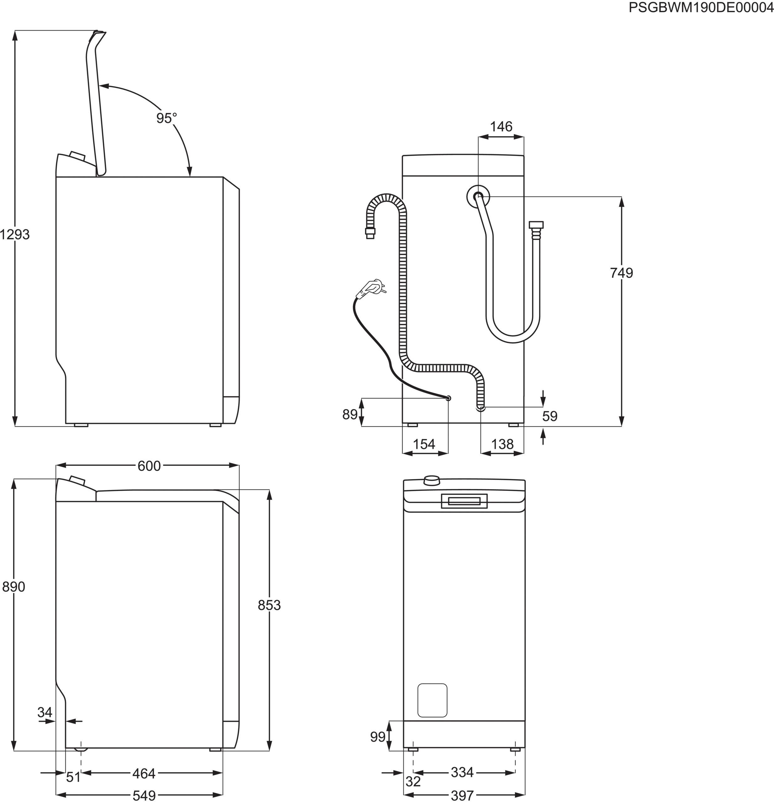 AEG Waschmaschine Toplader LTR7C37STL 913143735, 7 kg, 1300 U/min, ProSteam - Dampf-Programm für 96 % weniger Wasserverbrauch